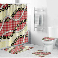 Red Palaka Hawaii Bathroom Set Kukui Nut Pikake Lei Hawaiian Tapa Pattern LT14 Bathroom Set (4 pcs) Red - Polynesian Pride