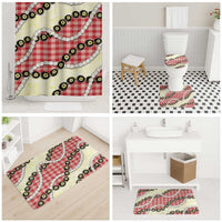 Red Palaka Hawaii Bathroom Set Kukui Nut Pikake Lei Hawaiian Tapa Pattern LT14 - Polynesian Pride