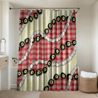 Red Palaka Hawaii Bathroom Set Kukui Nut Pikake Lei Hawaiian Tapa Pattern LT14 Shower Curtain Only Red - Polynesian Pride