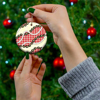 Red Palaka Hawaii Ceramic Ornament Kukui Nut Pikake Lei Hawaiian Tapa Pattern LT14 - Polynesian Pride