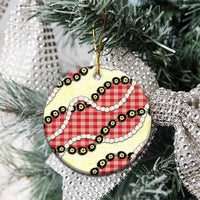 Red Palaka Hawaii Ceramic Ornament Kukui Nut Pikake Lei Hawaiian Tapa Pattern LT14 - Polynesian Pride