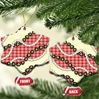 Red Palaka Hawaii Ceramic Ornament Kukui Nut Pikake Lei Hawaiian Tapa Pattern LT14 Snow Flake Red - Polynesian Pride
