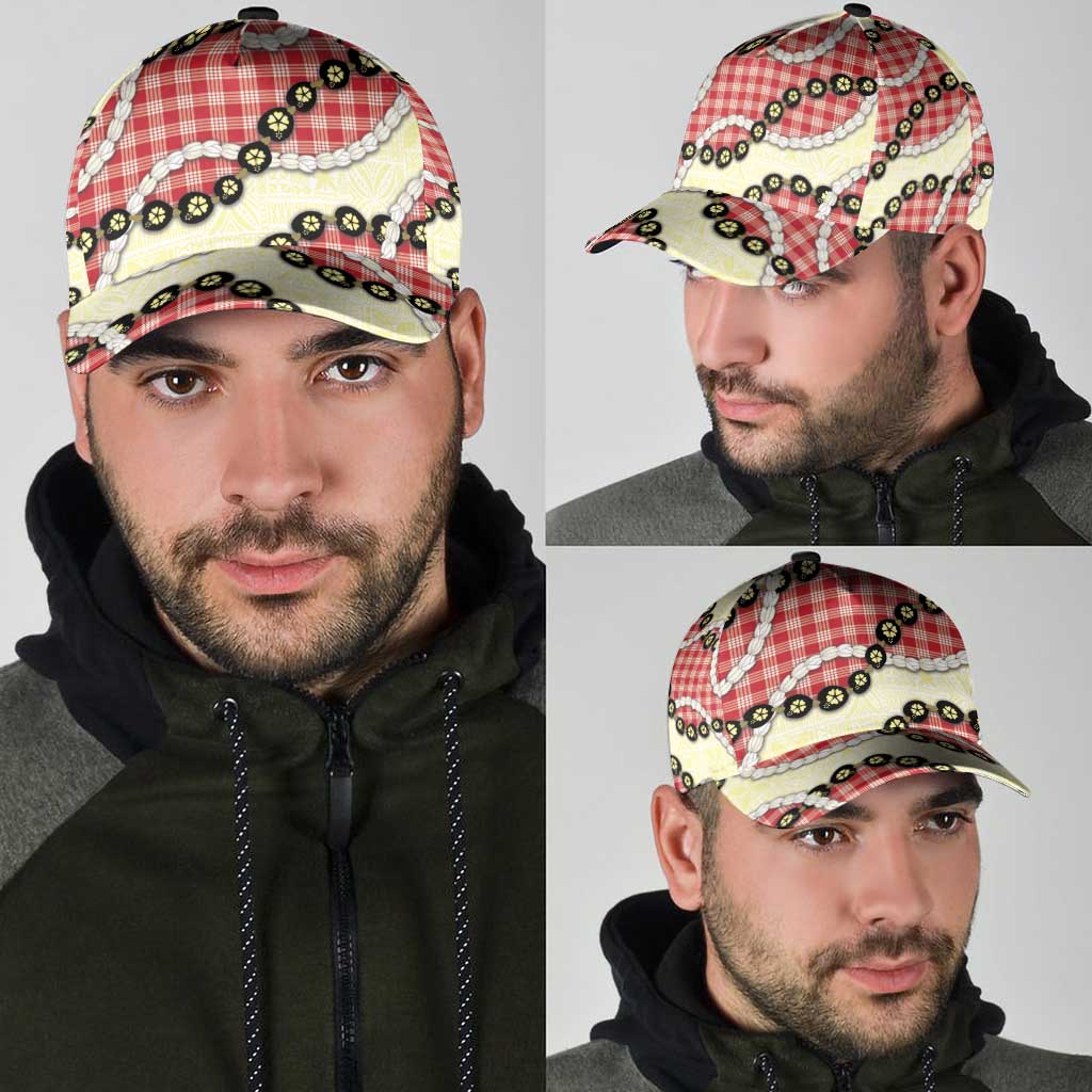 Red Palaka Hawaii Classic Cap Kukui Nut Pikake Lei Hawaiian Tapa Pattern - Polynesian Pride