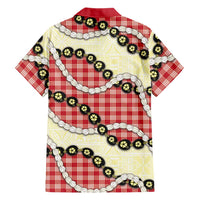 Red Palaka Hawaii Family Matching Mermaid Dress and Hawaiian Shirt Kukui Nut Pikake Lei Hawaiian Tapa Pattern LT14 - Polynesian Pride