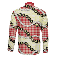 Red Palaka Hawaii Family Matching Off Shoulder Short Dress and Hawaiian Shirt Kukui Nut Pikake Lei Hawaiian Tapa Pattern LT14 - Polynesian Pride