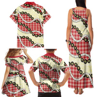 Red Palaka Hawaii Family Matching Tank Maxi Dress and Hawaiian Shirt Kukui Nut Pikake Lei Hawaiian Tapa Pattern LT14 - Polynesian Pride