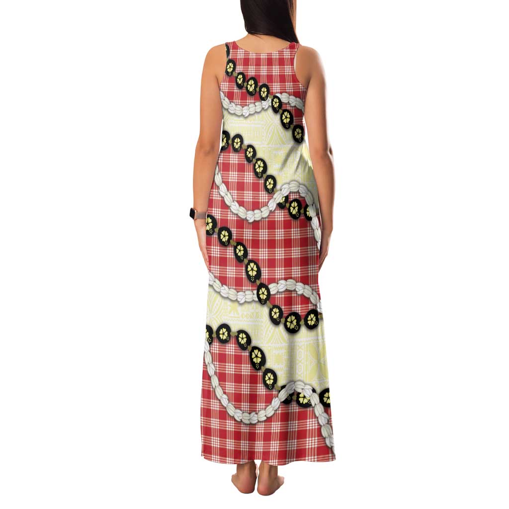 Red Palaka Hawaii Family Matching Tank Maxi Dress and Hawaiian Shirt Kukui Nut Pikake Lei Hawaiian Tapa Pattern LT14 - Polynesian Pride