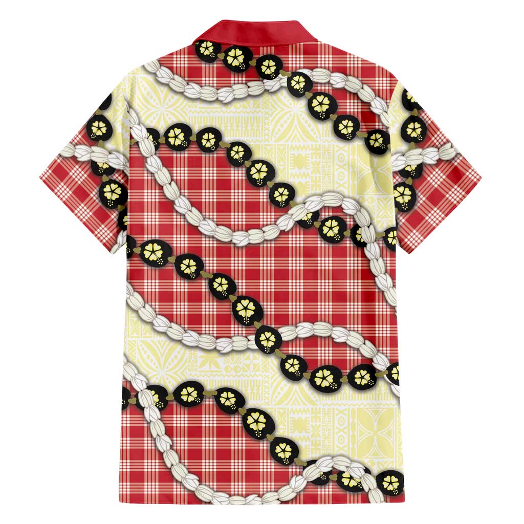 Red Palaka Hawaii Hawaiian Shirt Kukui Nut Pikake Lei Hawaiian Tapa Pattern - Polynesian Pride