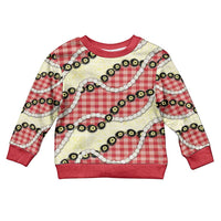 Red Palaka Hawaii Kid Ugly Christmas Sweater Kukui Nut Pikake Lei Hawaiian Tapa Pattern LT14 Kid Red - Polynesian Pride