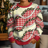 Red Palaka Hawaii Kid Ugly Christmas Sweater Kukui Nut Pikake Lei Hawaiian Tapa Pattern LT14 - Polynesian Pride