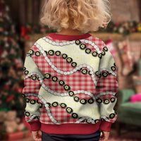 Red Palaka Hawaii Kid Ugly Christmas Sweater Kukui Nut Pikake Lei Hawaiian Tapa Pattern LT14 - Polynesian Pride
