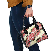 Red Palaka Hawaii Shoulder Handbag Kukui Nut Pikake Lei Hawaiian Tapa Pattern - Polynesian Pride