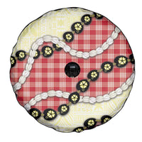 Red Palaka Hawaii Spare Tire Cover Kukui Nut Pikake Lei Hawaiian Tapa Pattern LT14 - Polynesian Pride