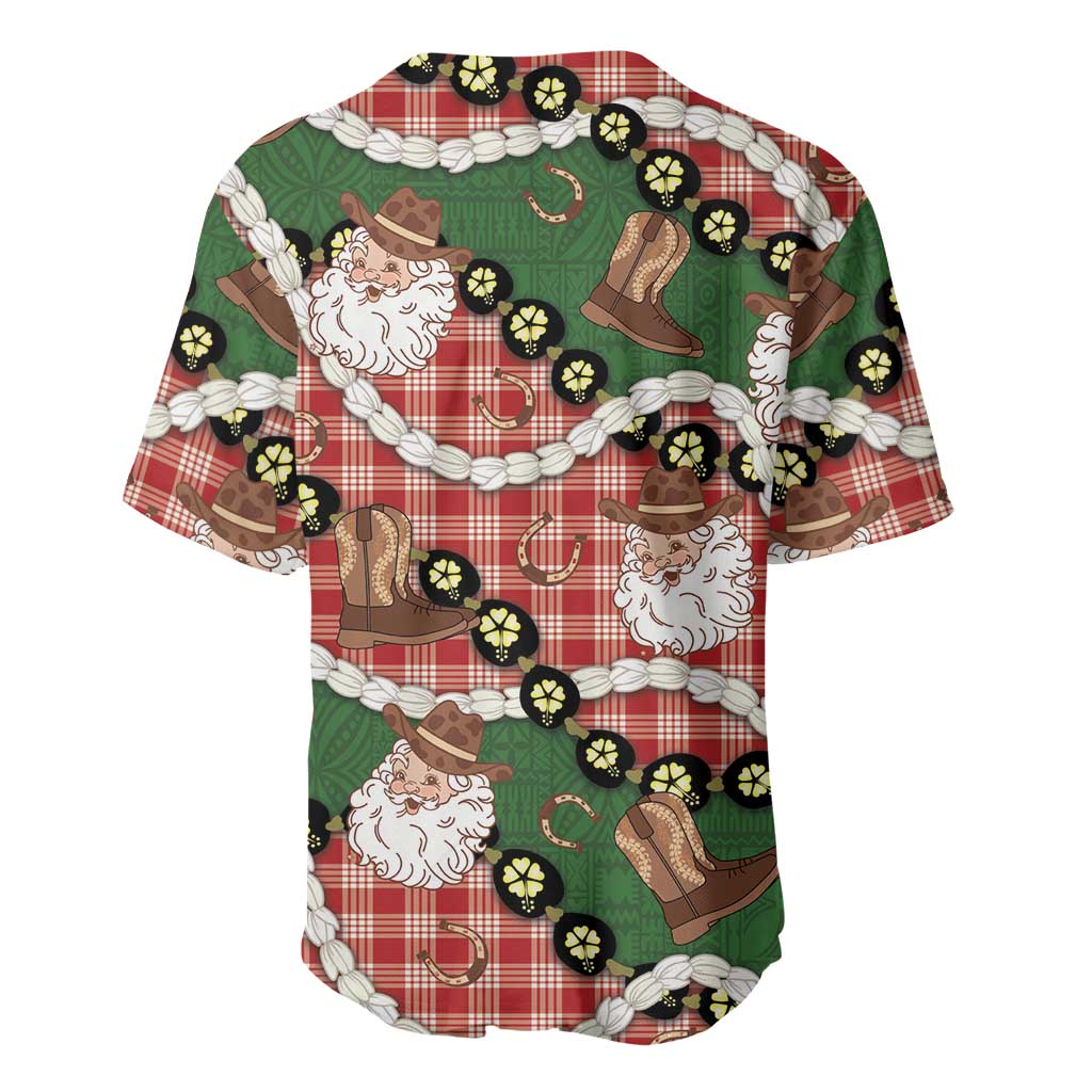 Cowboy Hawaii Mele Kalikimaka Baseball Jersey Paniolo Kukui Nut Pikake Lei Red Version - Polynesian Pride