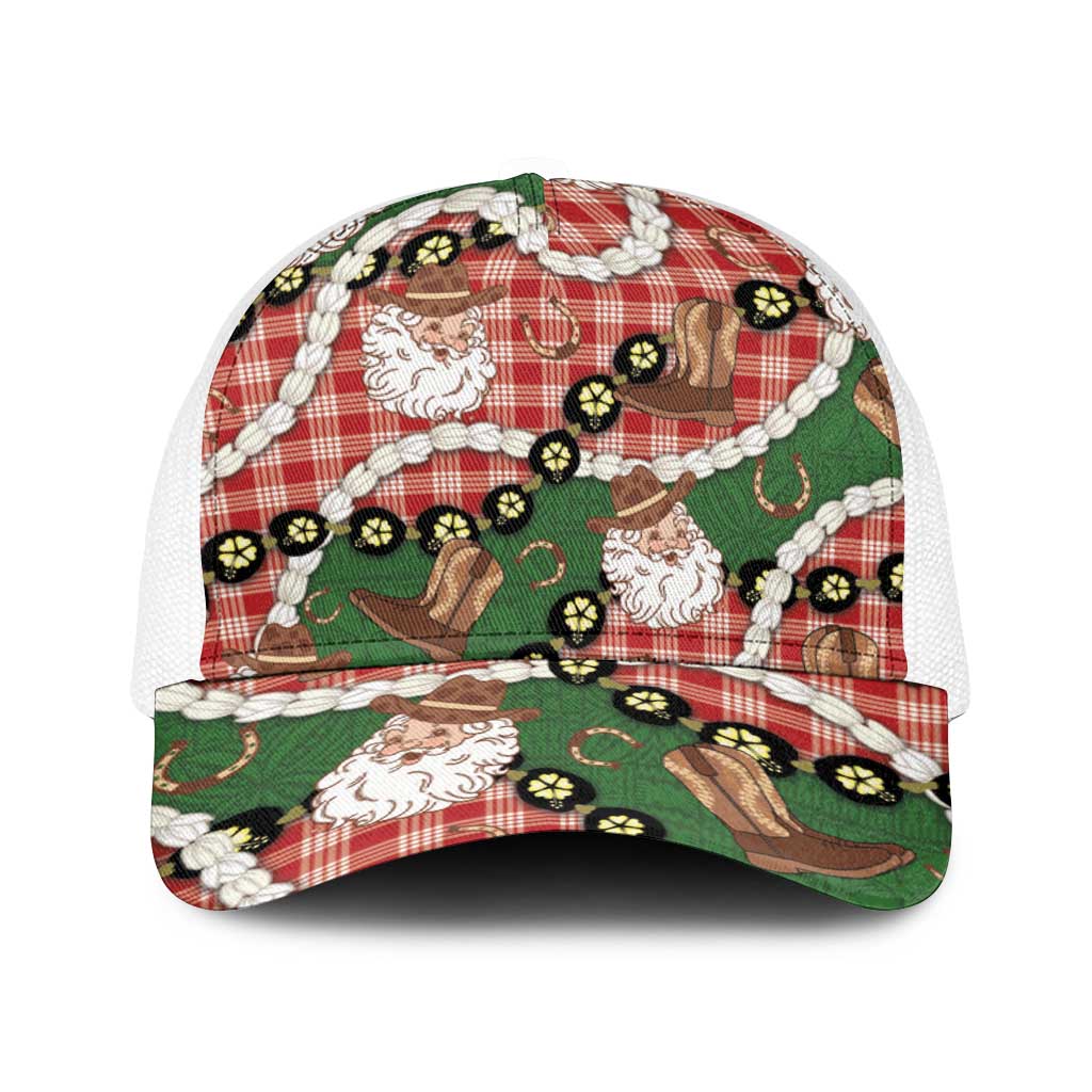 Cowboy Hawaii Mele Kalikimaka Baseball Net Cap Paniolo Kukui Nut Pikake Lei Red Version - Polynesian Pride