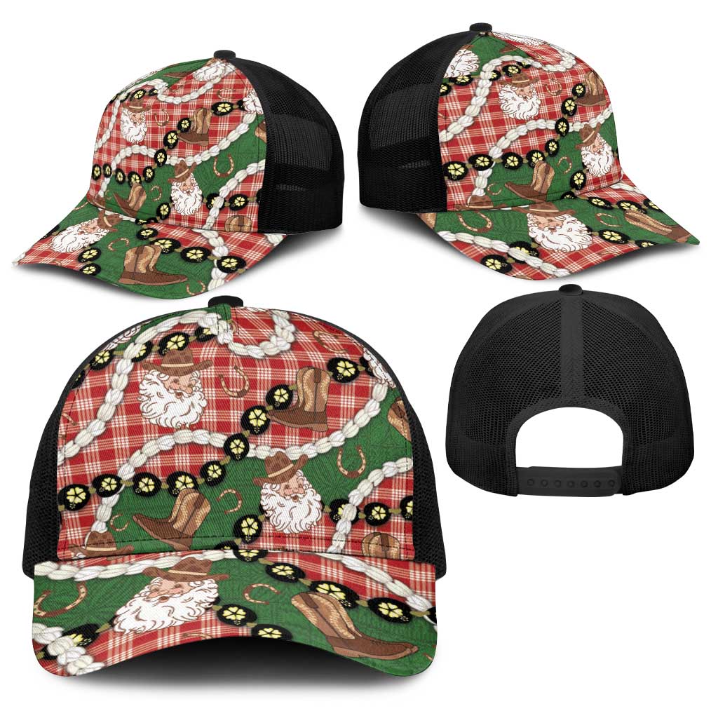 Cowboy Hawaii Mele Kalikimaka Baseball Net Cap Paniolo Kukui Nut Pikake Lei Red Version - Polynesian Pride