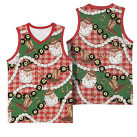 Cowboy Hawaii Mele Kalikimaka Basketball Jersey Paniolo Kukui Nut Pikake Lei Red Version - Polynesian Pride