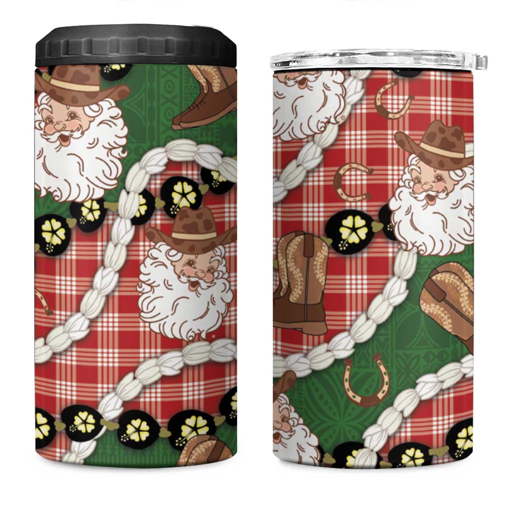 Cowboy Hawaii Mele Kalikimaka 4 in 1 Can Cooler Tumbler Paniolo Kukui Nut Pikake Lei Red Version LT14 One Size: 16 oz Red - Polynesian Pride