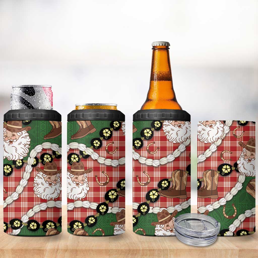 Cowboy Hawaii Mele Kalikimaka 4 in 1 Can Cooler Tumbler Paniolo Kukui Nut Pikake Lei Red Version LT14 - Polynesian Pride