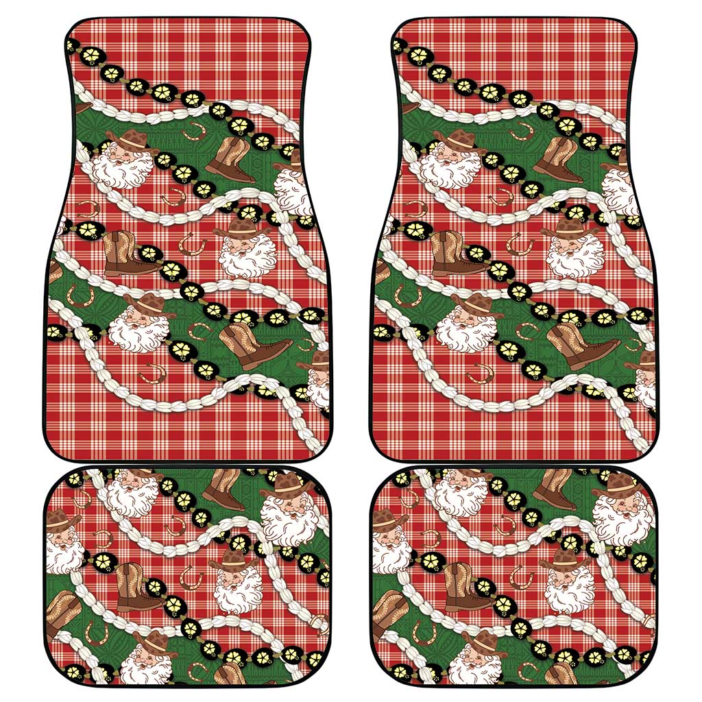 Cowboy Hawaii Mele Kalikimaka Car Mats Paniolo Kukui Nut Pikake Lei Red Version LT14 - Polynesian Pride