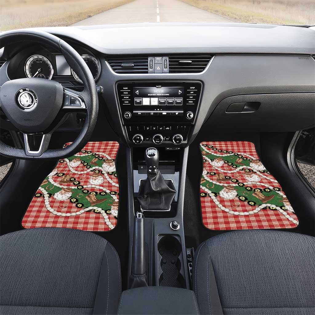 Cowboy Hawaii Mele Kalikimaka Car Mats Paniolo Kukui Nut Pikake Lei Red Version LT14 Set 2pcs - Front Red - Polynesian Pride