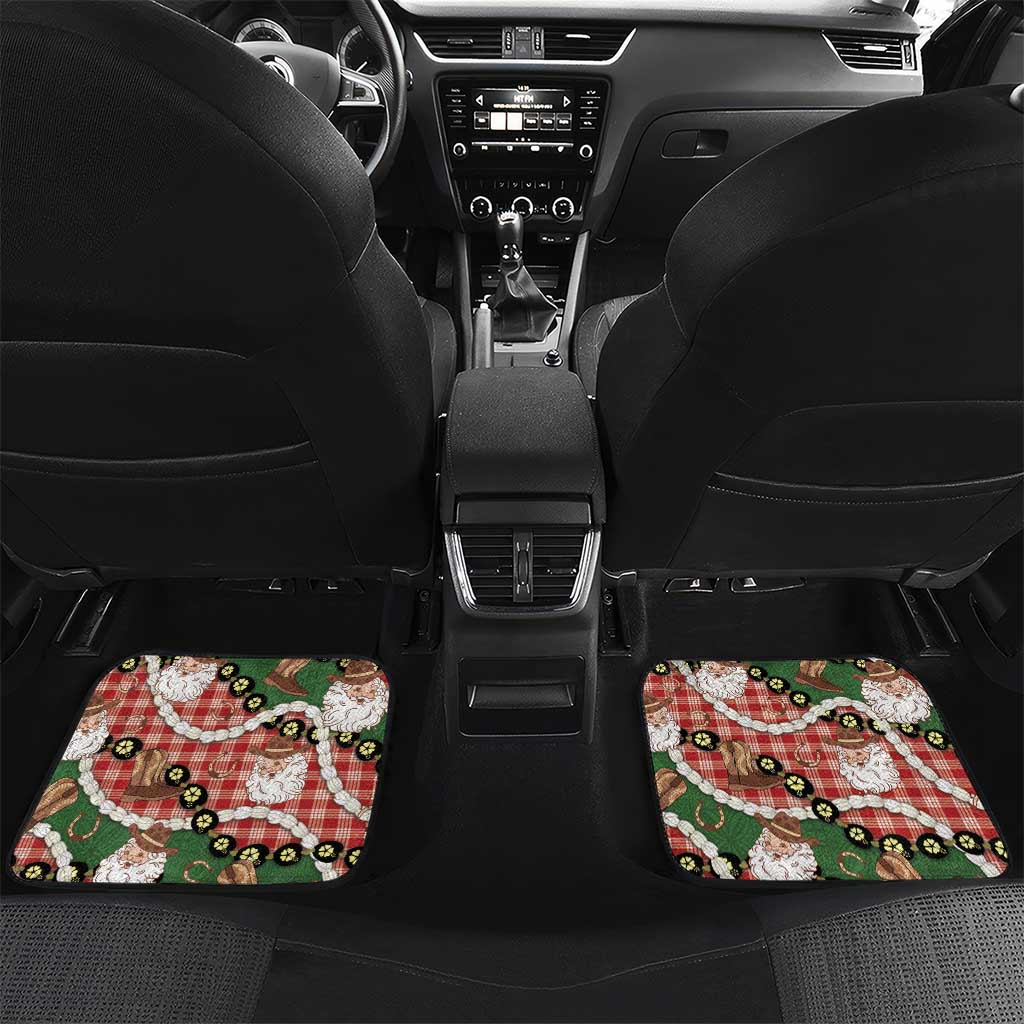 Cowboy Hawaii Mele Kalikimaka Car Mats Paniolo Kukui Nut Pikake Lei Red Version LT14 Set 2pcs - Back Red - Polynesian Pride