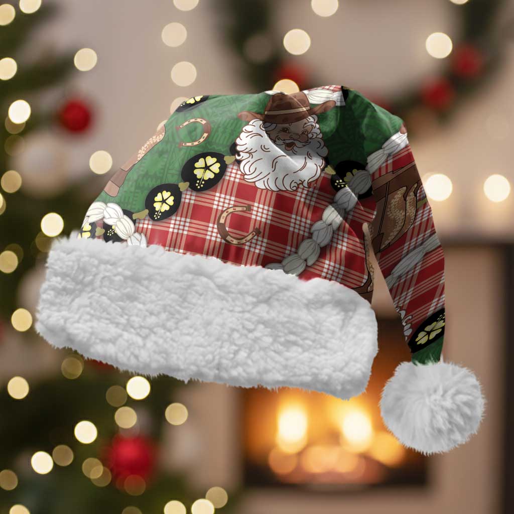 Cowboy Hawaii Mele Kalikimaka Christmas Santa Hat Paniolo Kukui Nut Pikake Lei Red Version - Polynesian Pride