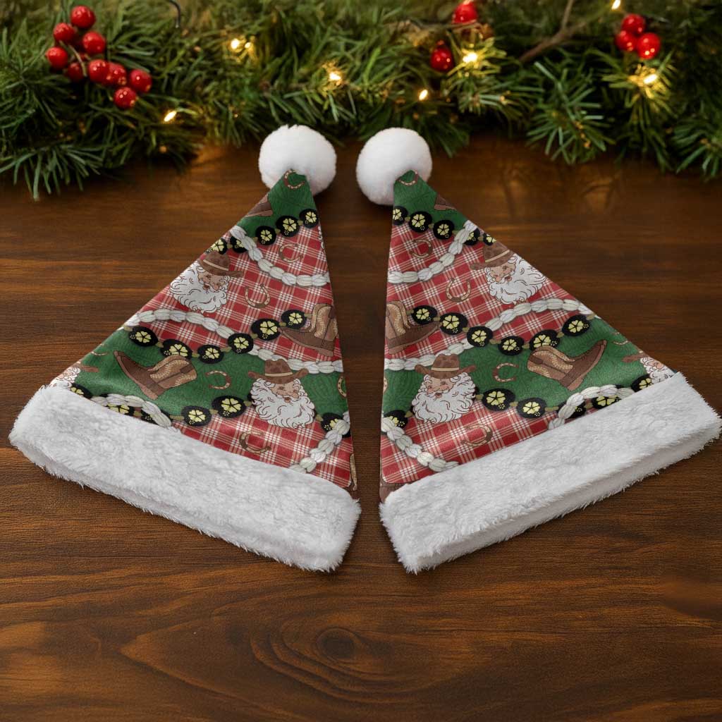 Cowboy Hawaii Mele Kalikimaka Christmas Santa Hat Paniolo Kukui Nut Pikake Lei Red Version - Polynesian Pride