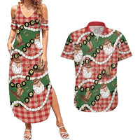 Cowboy Hawaii Mele Kalikimaka Couples Matching Summer Maxi Dress and Hawaiian Shirt Paniolo Kukui Nut Pikake Lei Red Version LT14 Red - Polynesian Pride