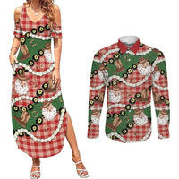 Cowboy Hawaii Mele Kalikimaka Couples Matching Summer Maxi Dress and Long Sleeve Button Shirt Paniolo Kukui Nut Pikake Lei Red Version LT14 Red - Polynesian Pride