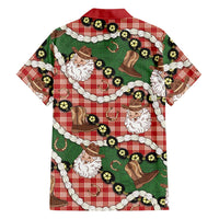 Cowboy Hawaii Mele Kalikimaka Family Matching Long Sleeve Bodycon Dress and Hawaiian Shirt Paniolo Kukui Nut Pikake Lei Red Version LT14 - Polynesian Pride