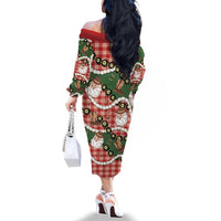 Cowboy Hawaii Mele Kalikimaka Family Matching Off The Shoulder Long Sleeve Dress and Hawaiian Shirt Paniolo Kukui Nut Pikake Lei Red Version LT14 - Polynesian Pride
