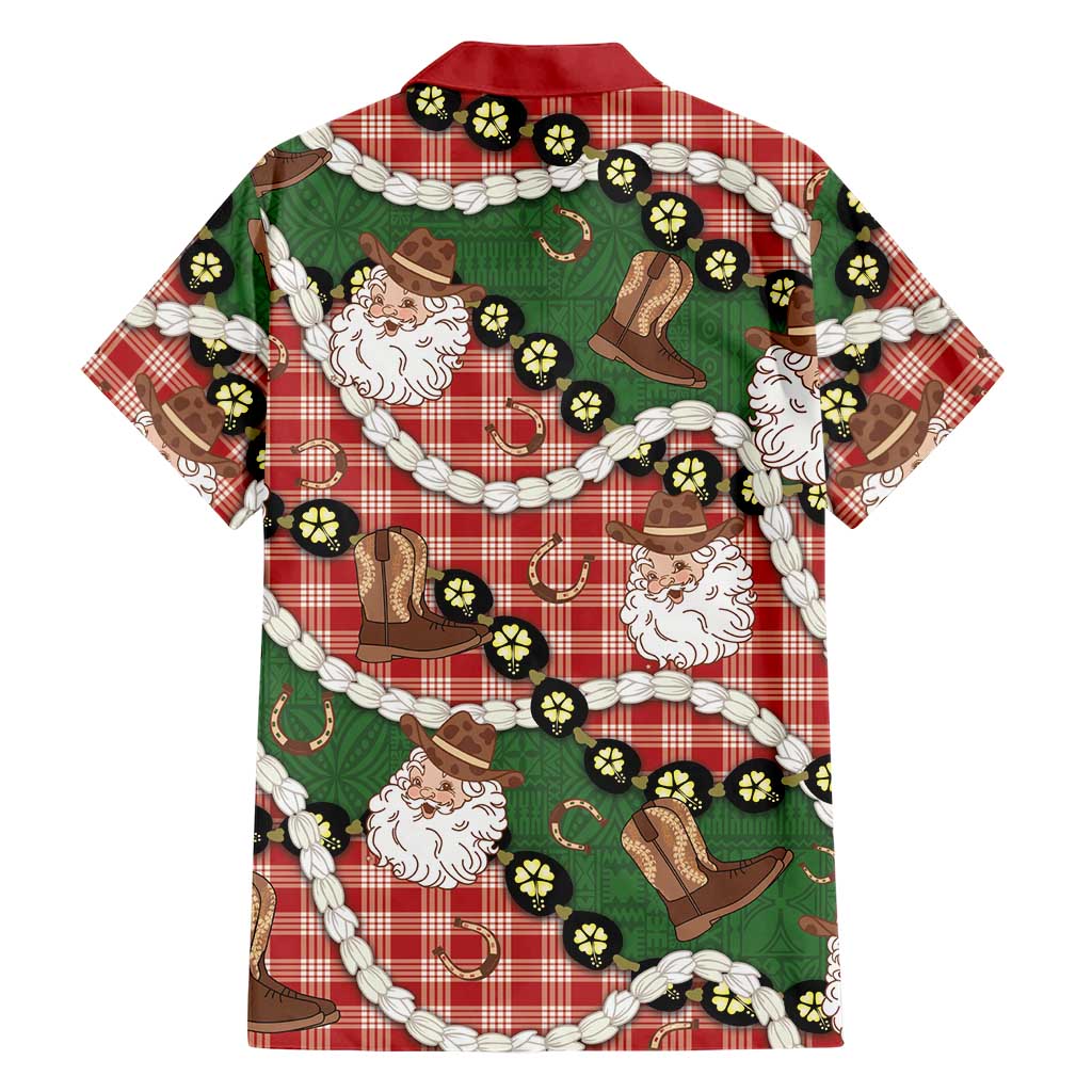 Cowboy Hawaii Mele Kalikimaka Family Matching Puletasi and Hawaiian Shirt Paniolo Kukui Nut Pikake Lei Red Version LT14 - Polynesian Pride