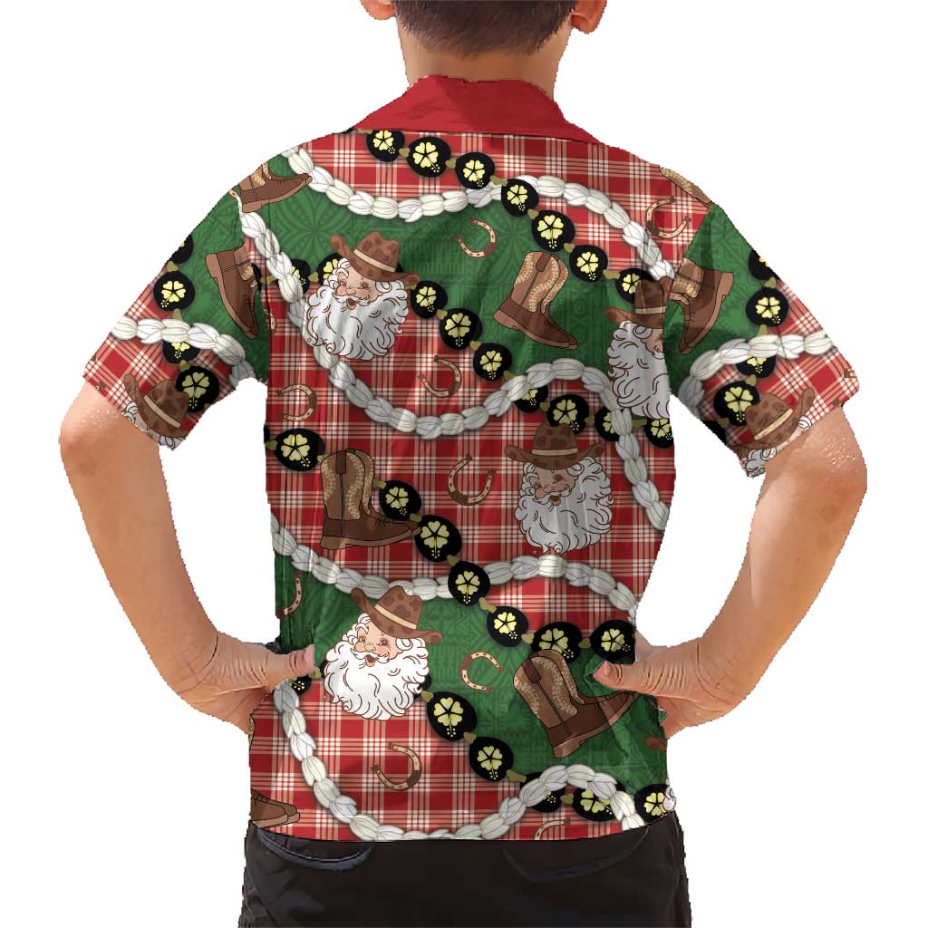 Cowboy Hawaii Mele Kalikimaka Family Matching Summer Maxi Dress and Hawaiian Shirt Paniolo Kukui Nut Pikake Lei Red Version LT14 - Polynesian Pride