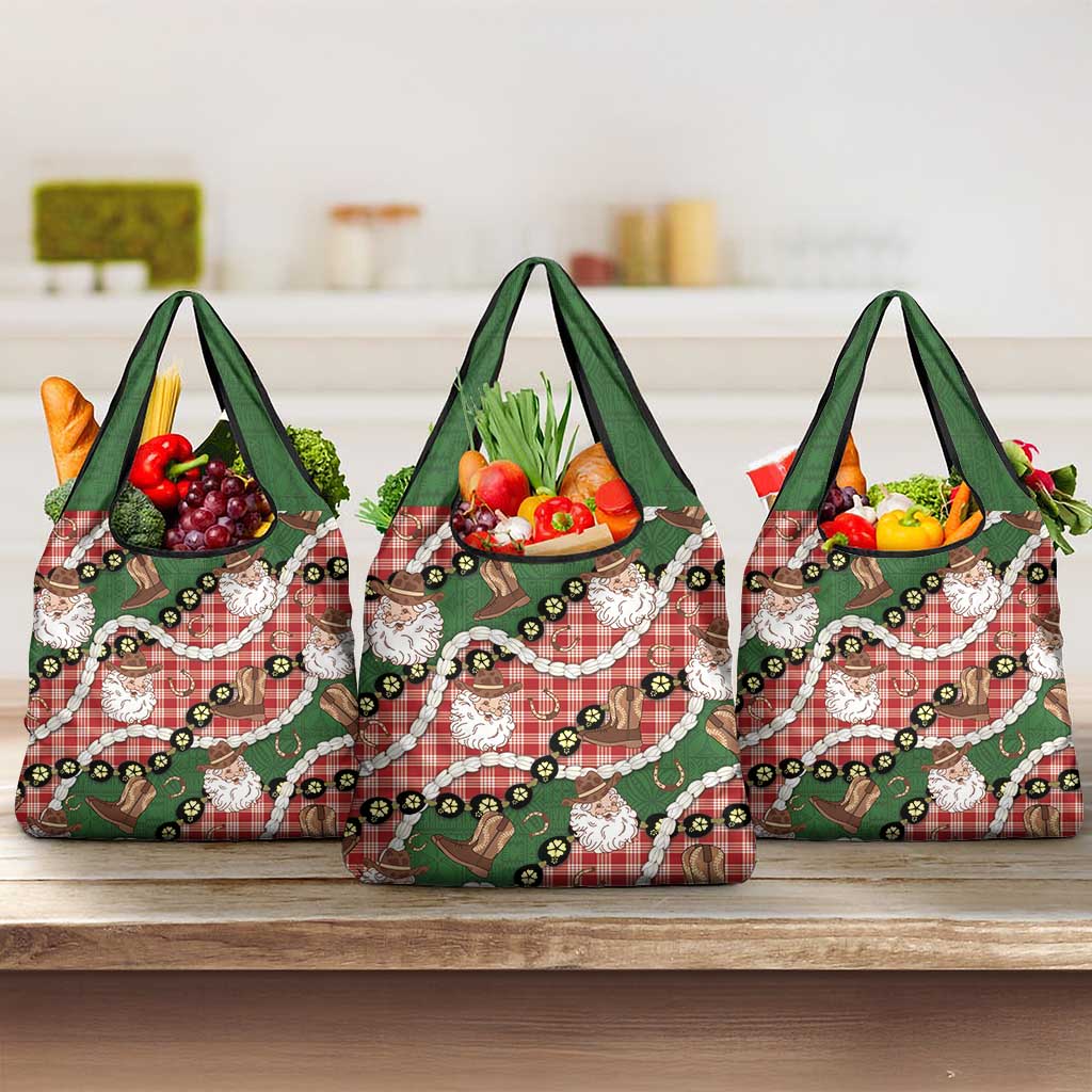 Cowboy Hawaii Mele Kalikimaka Grocery Bag Paniolo Kukui Nut Pikake Lei Red Version LT14 3-pack One Size Red - Polynesian Pride