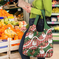 Cowboy Hawaii Mele Kalikimaka Grocery Bag Paniolo Kukui Nut Pikake Lei Red Version LT14 - Polynesian Pride