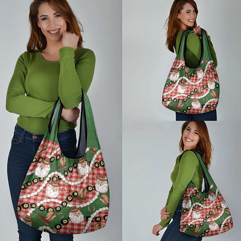 Cowboy Hawaii Mele Kalikimaka Grocery Bag Paniolo Kukui Nut Pikake Lei Red Version LT14 - Polynesian Pride
