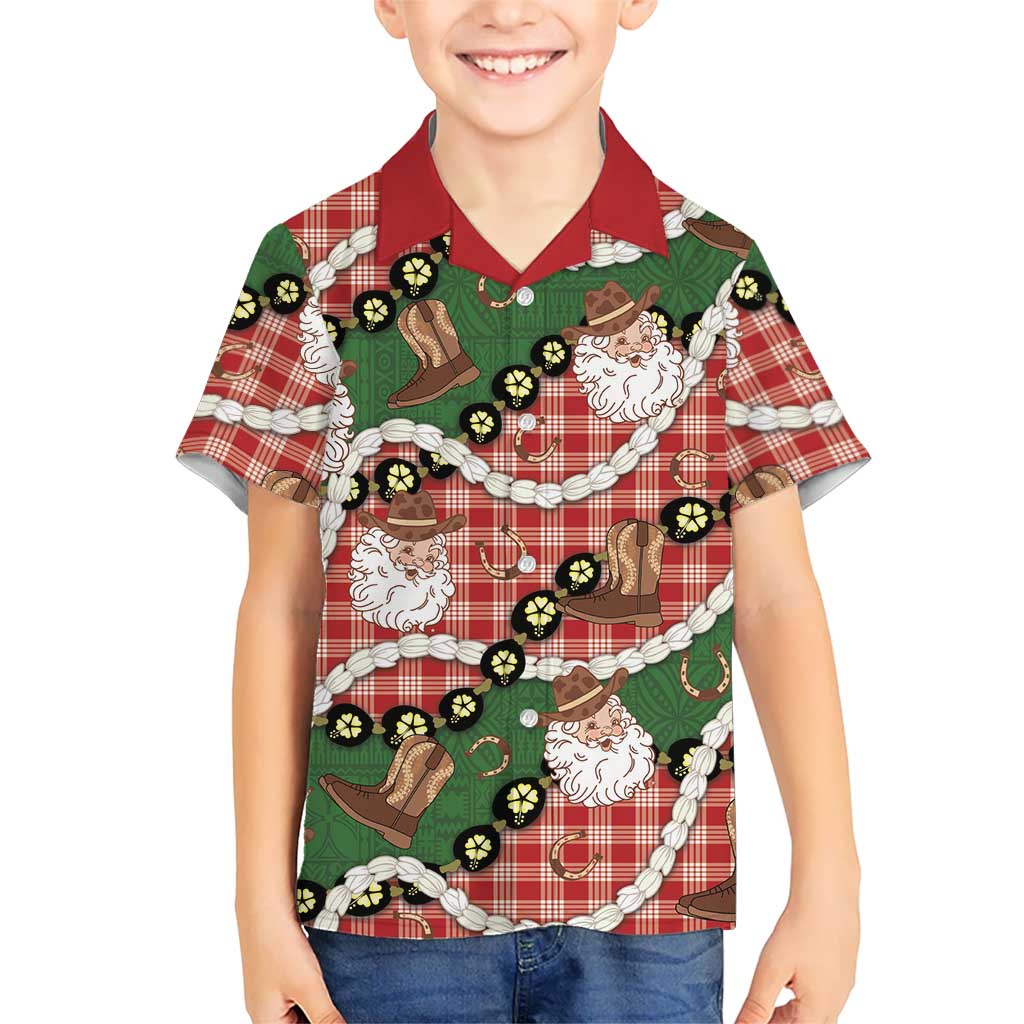 Cowboy Hawaii Mele Kalikimaka Hawaiian Shirt Paniolo Kukui Nut Pikake Lei Red Version - Polynesian Pride