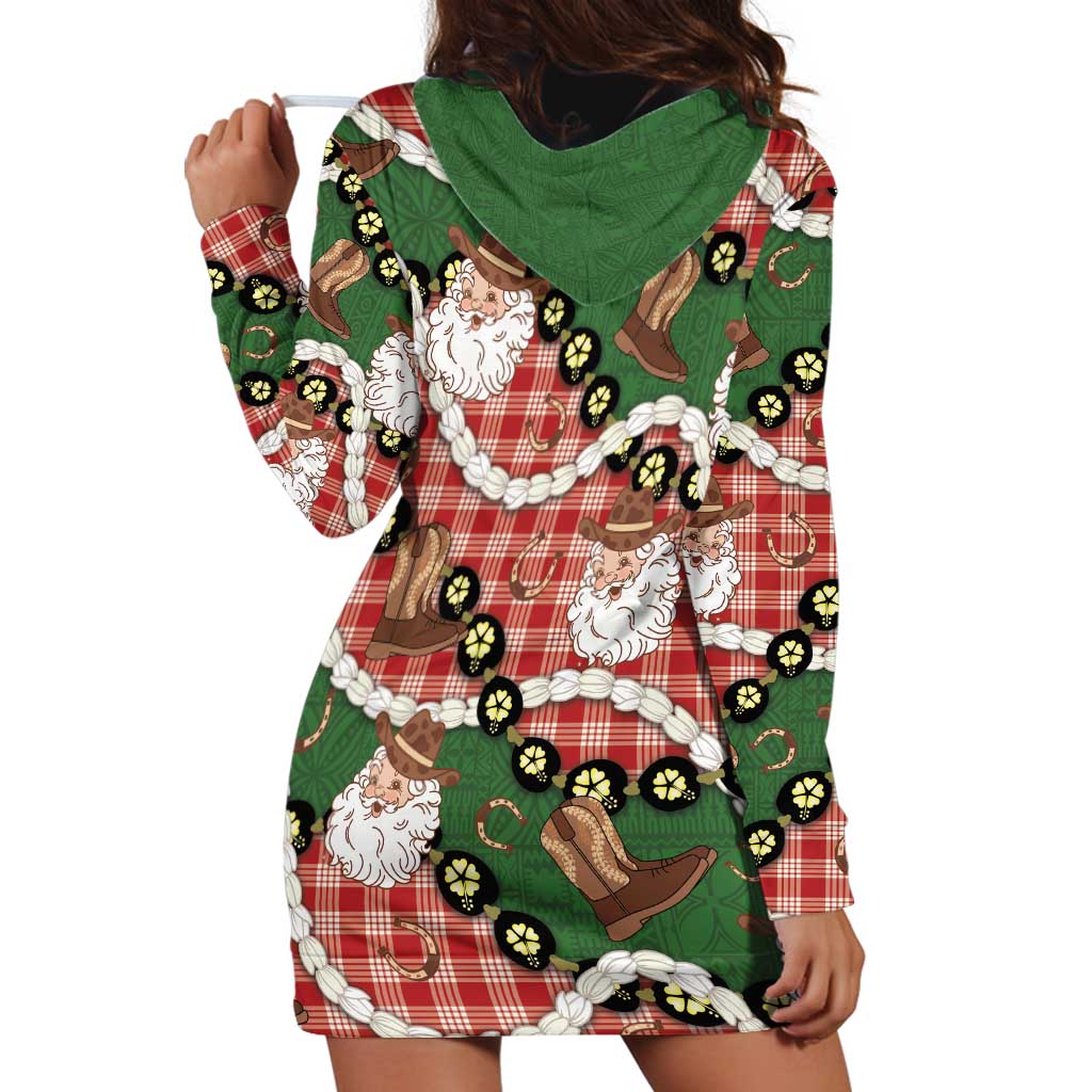 Cowboy Hawaii Mele Kalikimaka Hoodie Dress Paniolo Kukui Nut Pikake Lei Red Version LT14 - Polynesian Pride