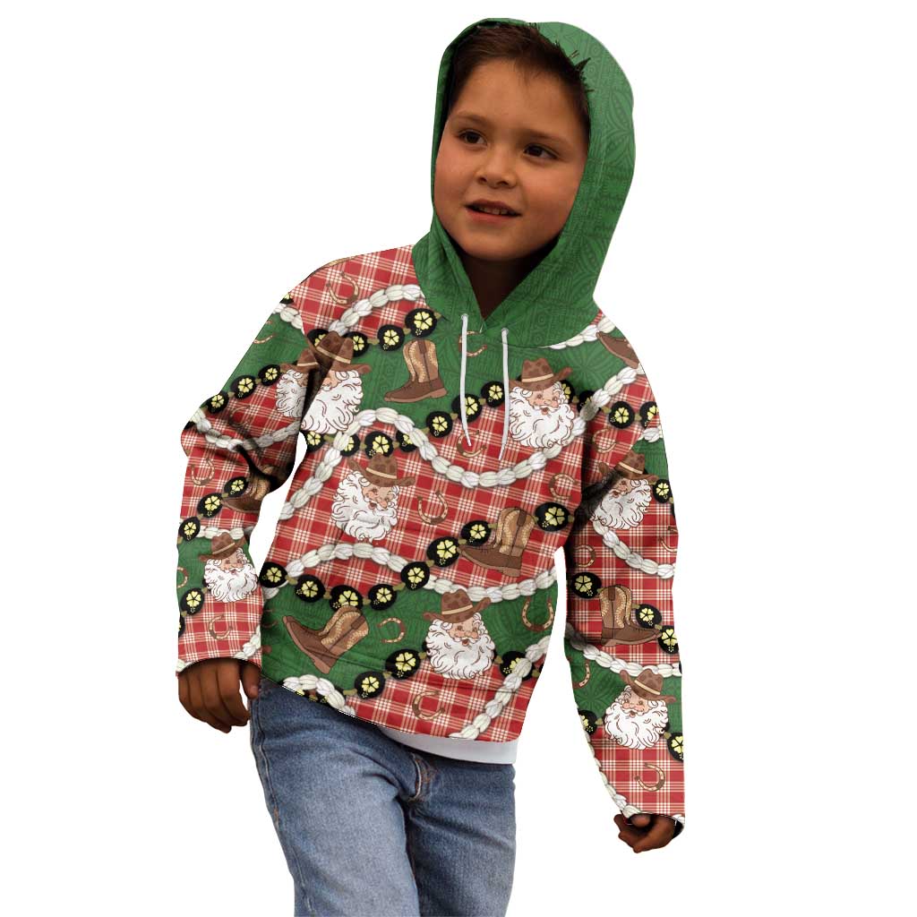 Cowboy Hawaii Mele Kalikimaka Kid Hoodie Paniolo Kukui Nut Pikake Lei Red Version - Polynesian Pride