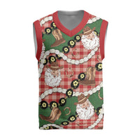 Cowboy Hawaii Mele Kalikimaka Christmas Knitted V-Neck Vest Paniolo Kukui Nut Pikake Lei Red Version LT14 Red - Polynesian Pride