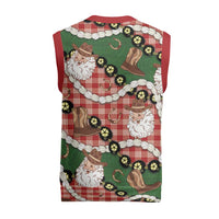 Cowboy Hawaii Mele Kalikimaka Christmas Knitted V-Neck Vest Paniolo Kukui Nut Pikake Lei Red Version LT14 - Polynesian Pride