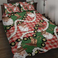 Cowboy Hawaii Mele Kalikimaka Quilt Bed Set Paniolo Kukui Nut Pikake Lei Red Version LT14 Red - Polynesian Pride