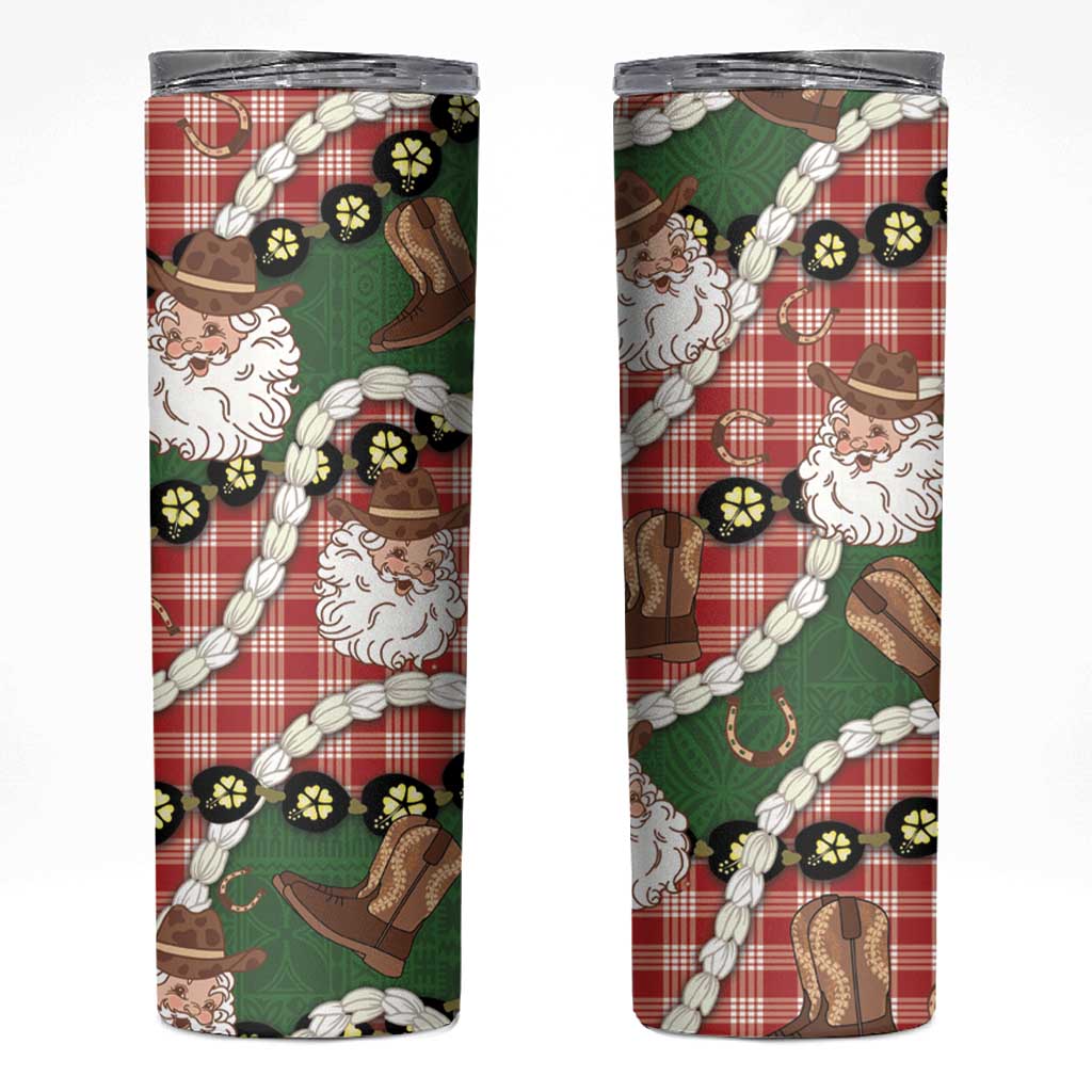 Cowboy Hawaii Mele Kalikimaka Skinny Tumbler Paniolo Kukui Nut Pikake Lei Red Version LT14 Red - Polynesian Pride
