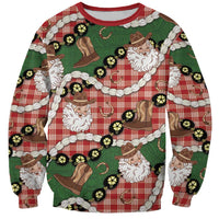 Cowboy Hawaii Mele Kalikimaka Sweatshirt Paniolo Kukui Nut Pikake Lei Red Version LT14 Unisex Red - Polynesian Pride