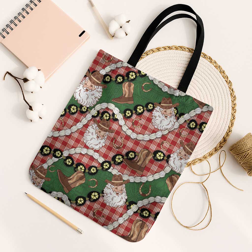 Cowboy Hawaii Mele Kalikimaka Tote Bag Paniolo Kukui Nut Pikake Lei Red Version LT14 Black Strap One Size Red - Polynesian Pride
