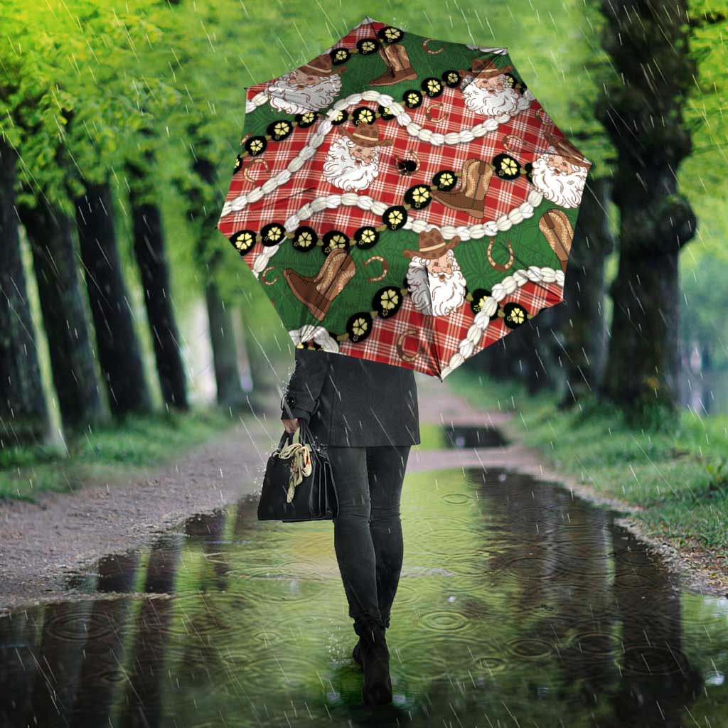Cowboy Hawaii Mele Kalikimaka Umbrella Paniolo Kukui Nut Pikake Lei Red Version - Polynesian Pride