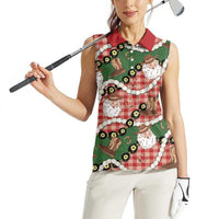 Cowboy Hawaii Mele Kalikimaka Women Sleeveless Polo Shirt Paniolo Kukui Nut Pikake Lei Red Version LT14 - Polynesian Pride