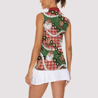 Cowboy Hawaii Mele Kalikimaka Women Sleeveless Polo Shirt Paniolo Kukui Nut Pikake Lei Red Version LT14 - Polynesian Pride