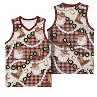 Cowboy Hawaii Mele Kalikimaka Basketball Jersey Paniolo Kukui Nut Pikake Lei Burgundy Version LT14 - Polynesian Pride